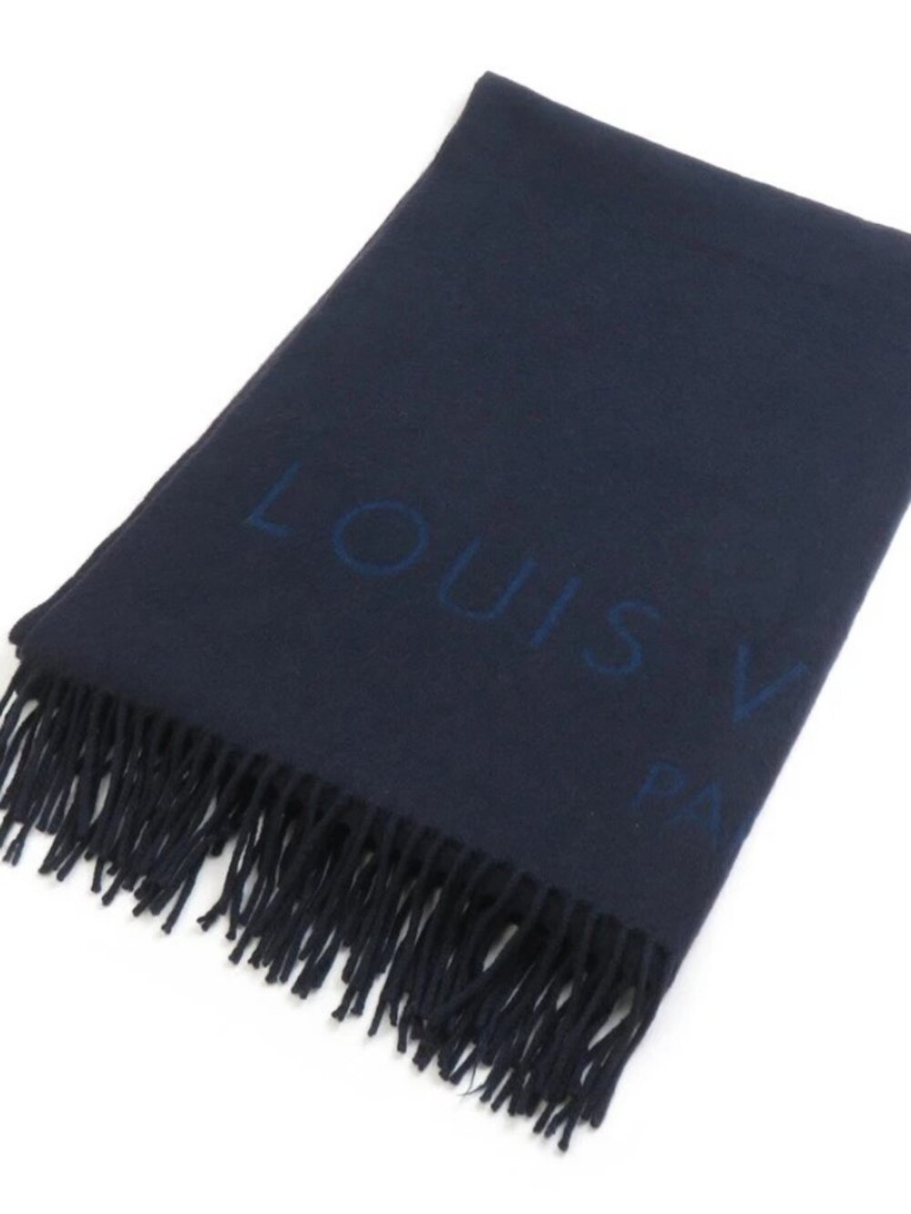 LOUIS VUITTON Stole Shawl Navy Cashmere -